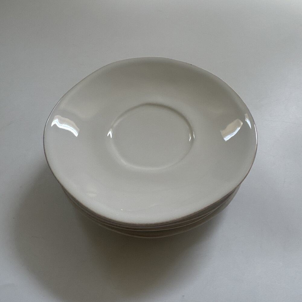 Crate‎ & Barrel White Ceramic Teacup Espresso Saucers Set of 4 PORTUGAL